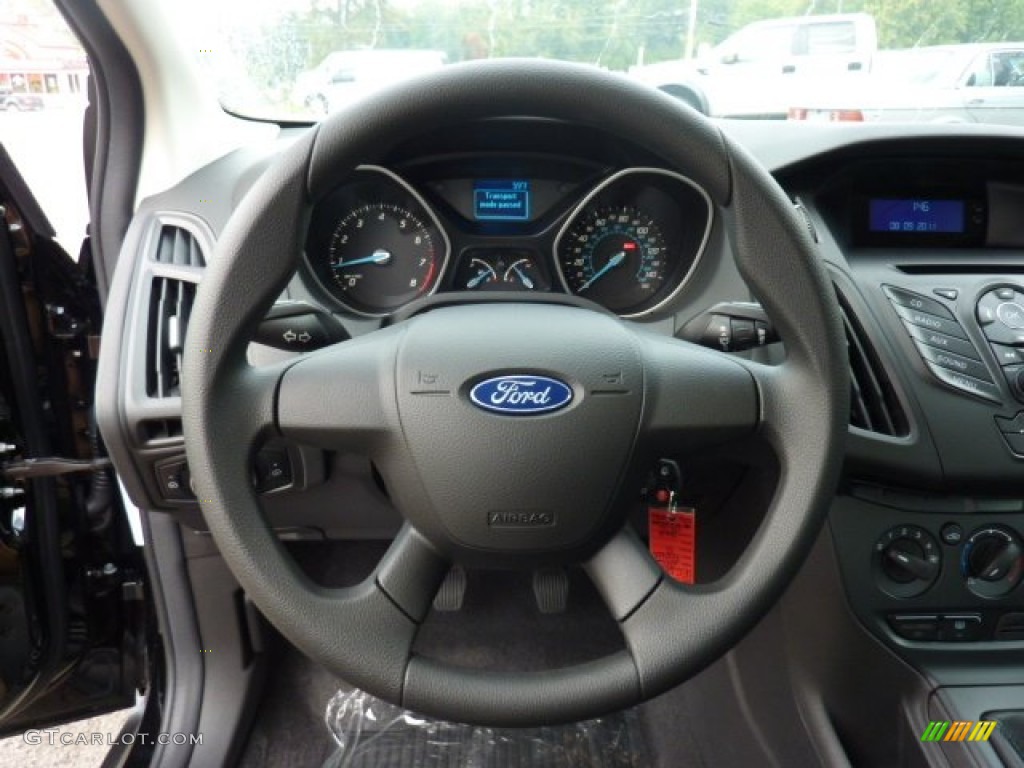 2012 Ford Focus S Sedan Charcoal Black Steering Wheel Photo #53486630