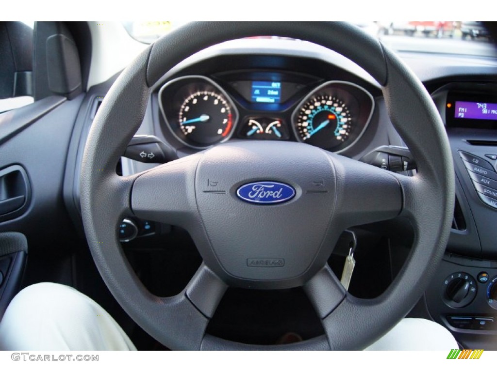 2012 Ford Focus S Sedan Charcoal Black Steering Wheel Photo #53502901