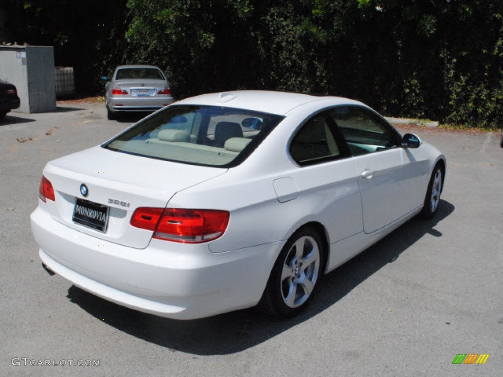 2009 3 Series 328i Coupe - Alpine White / Beige photo #5