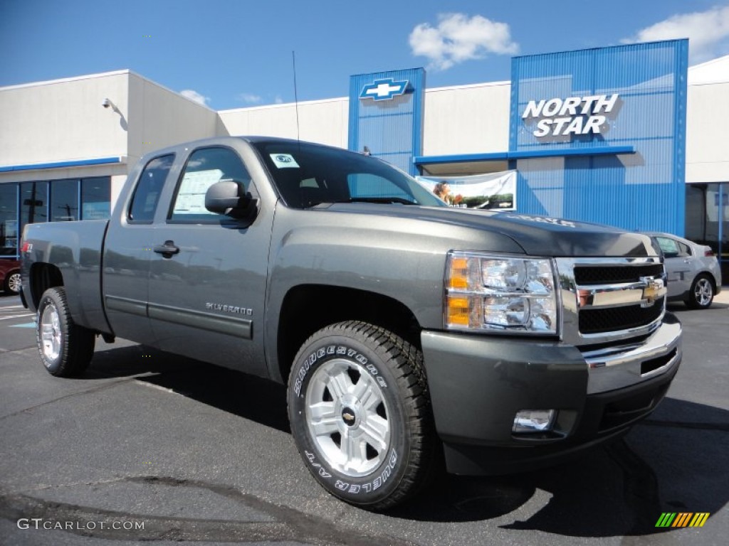 2011 Silverado 1500 LT Extended Cab 4x4 - Steel Green Metallic / Ebony photo #1