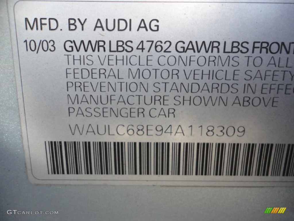 2004 A4 1.8T quattro Sedan - Light Silver Metallic / Platinum photo #15