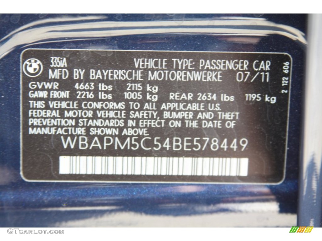 2011 3 Series 335i Sedan - Deep Sea Blue Metallic / Oyster/Black Dakota Leather photo #8