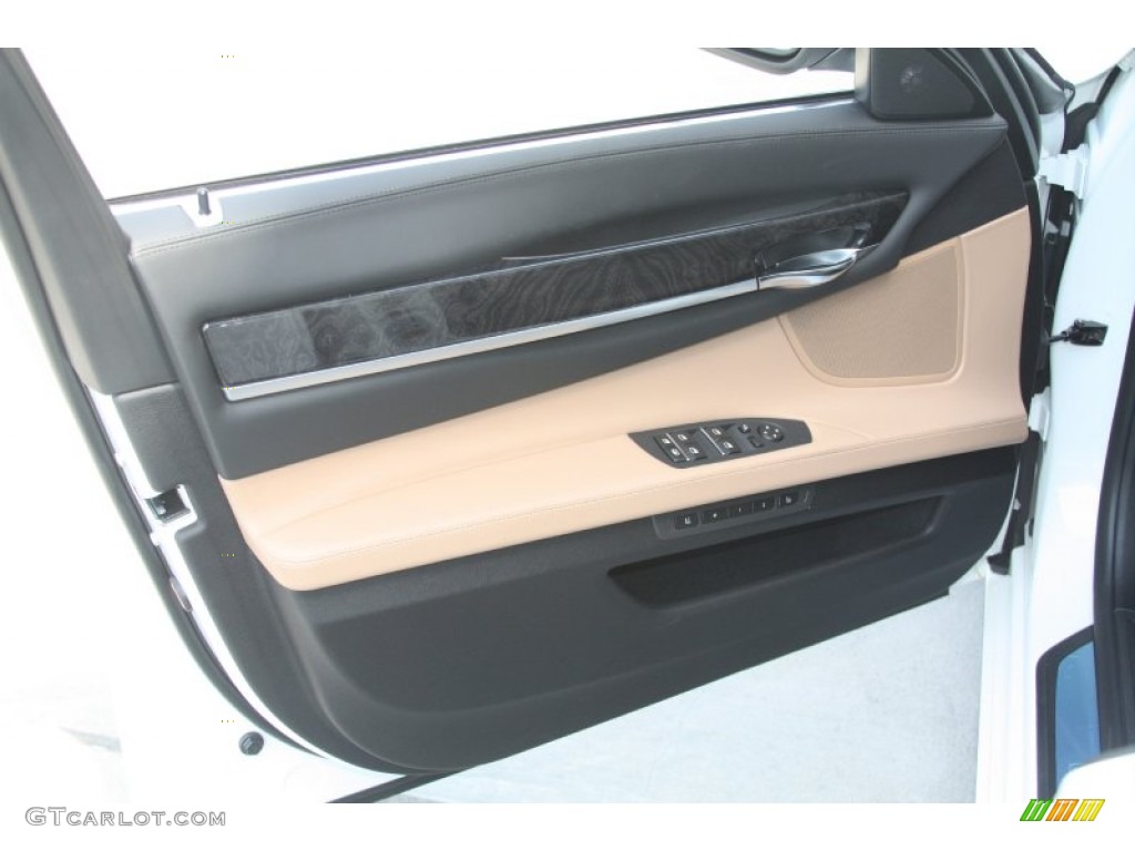 2012 BMW 7 Series 740Li Sedan Saddle/Black Door Panel Photo #53520343
