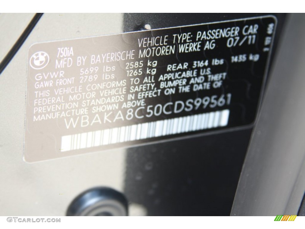 2012 7 Series 750i Sedan - Dark Graphite Metallic / Oyster/Black photo #8