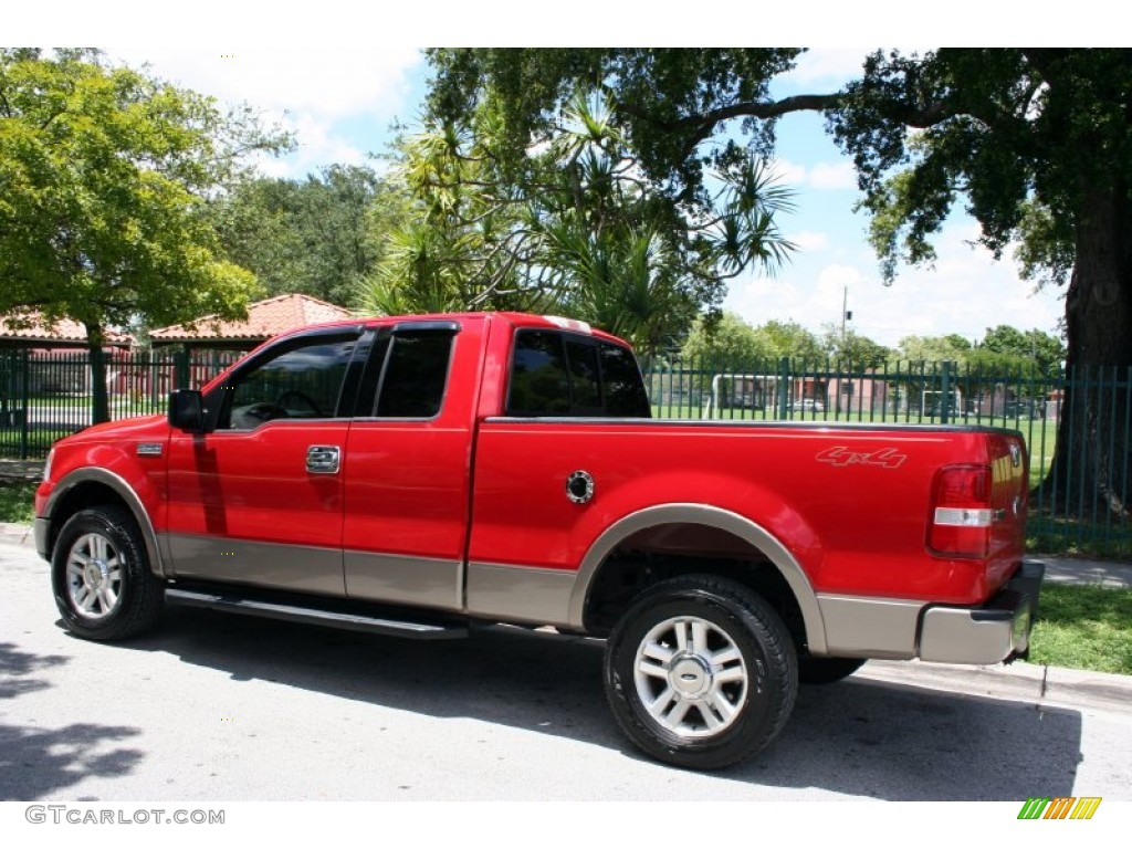 2004 F150 Lariat SuperCab 4x4 - Bright Red / Tan photo #4