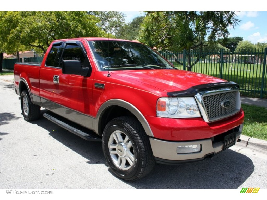 2004 F150 Lariat SuperCab 4x4 - Bright Red / Tan photo #13