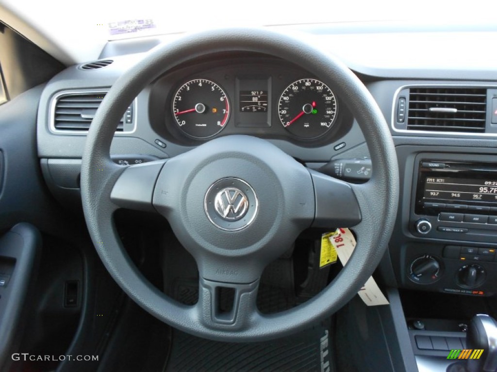 2012 Volkswagen Jetta S Sedan Titan Black Steering Wheel Photo #53536583