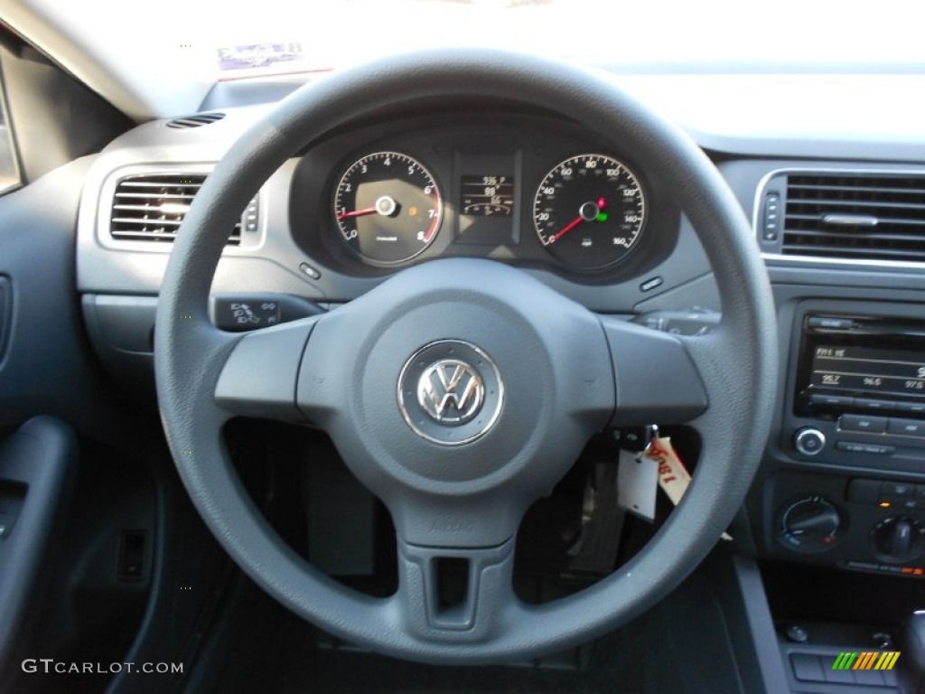 2012 Volkswagen Jetta S Sedan Titan Black Steering Wheel Photo #53536893