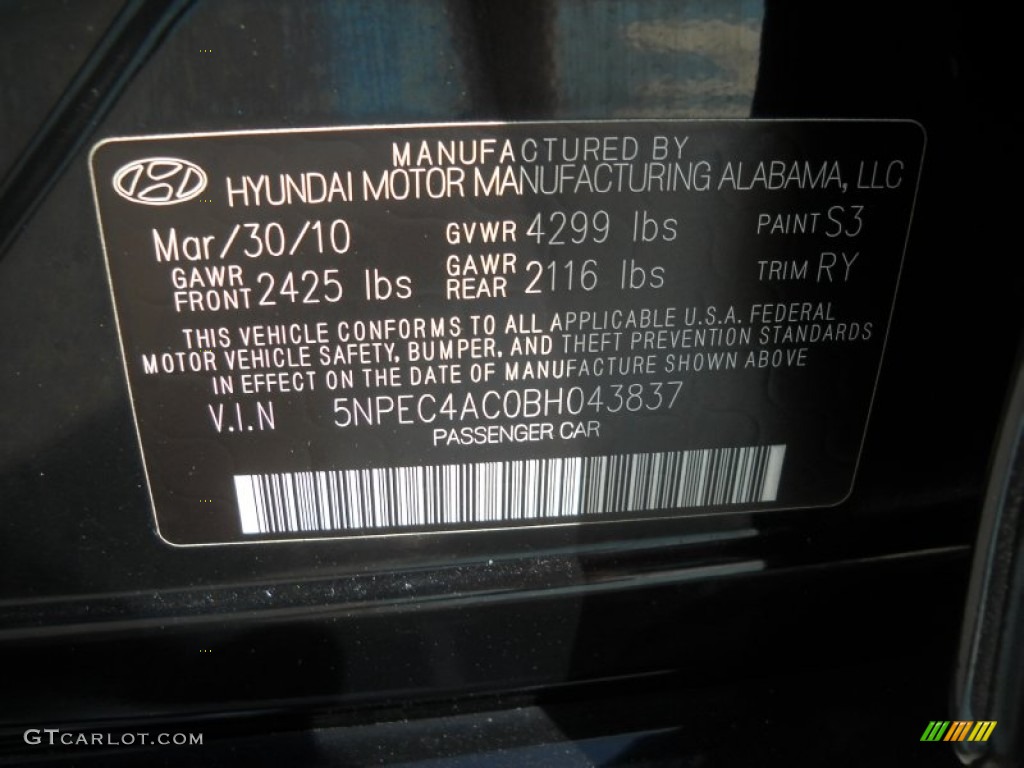 2011 Sonata Limited - Midnight Black / Wine photo #11