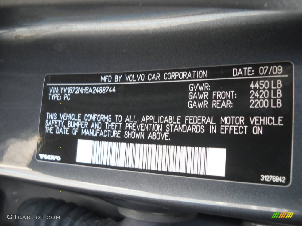 2010 Volvo S40 T5 R-Design Info Tag Photos