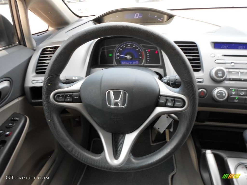 2009 Honda Civic EX Sedan Beige Steering Wheel Photo #53540026
