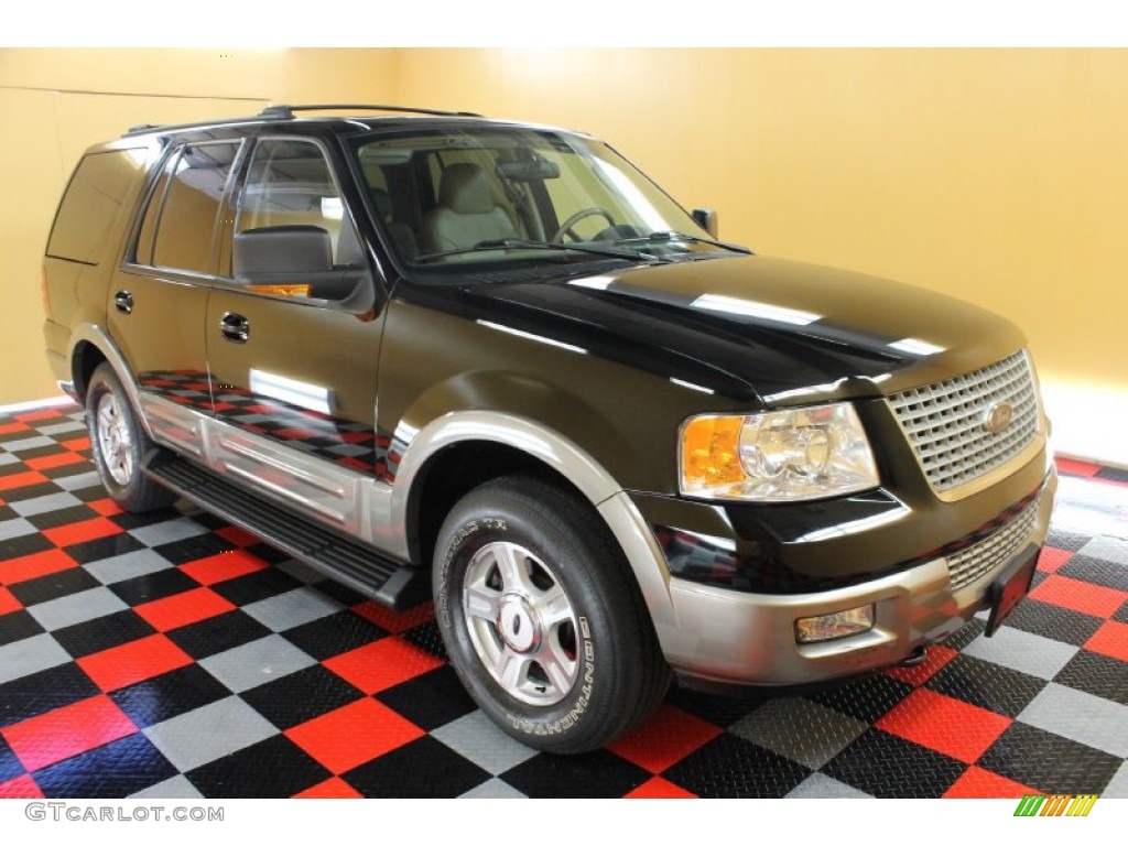 2003 Expedition Eddie Bauer 4x4 - Black Clearcoat / Medium Parchment photo #1