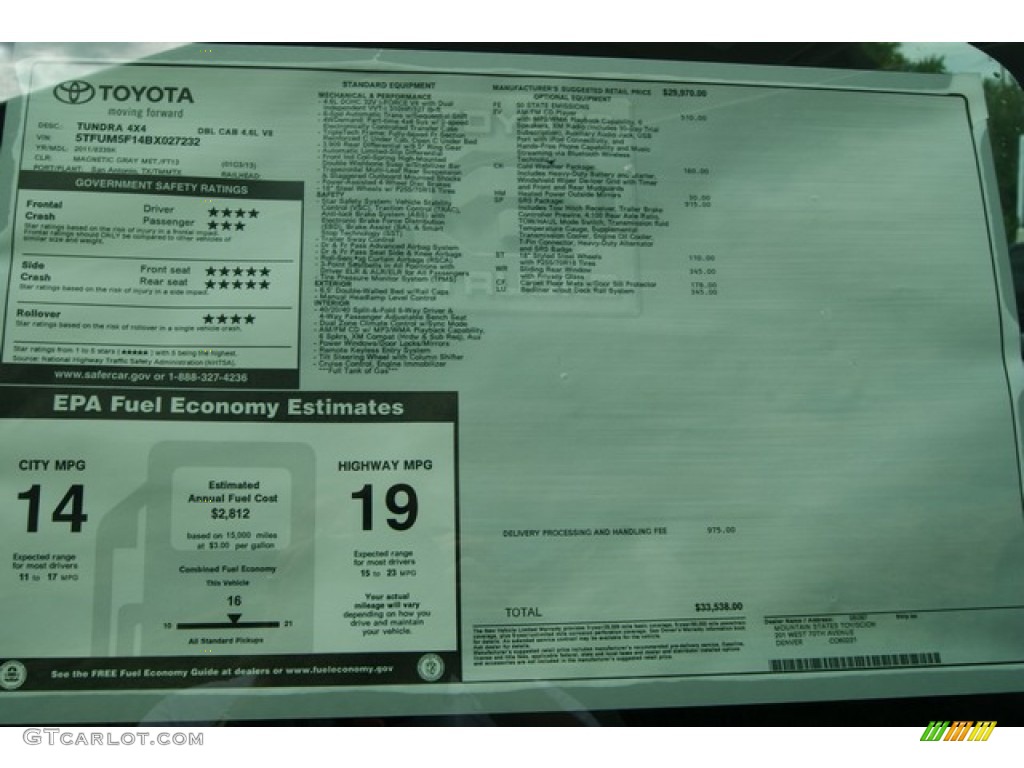 2011 Tundra Double Cab 4x4 - Magnetic Gray Metallic / Graphite Gray photo #13