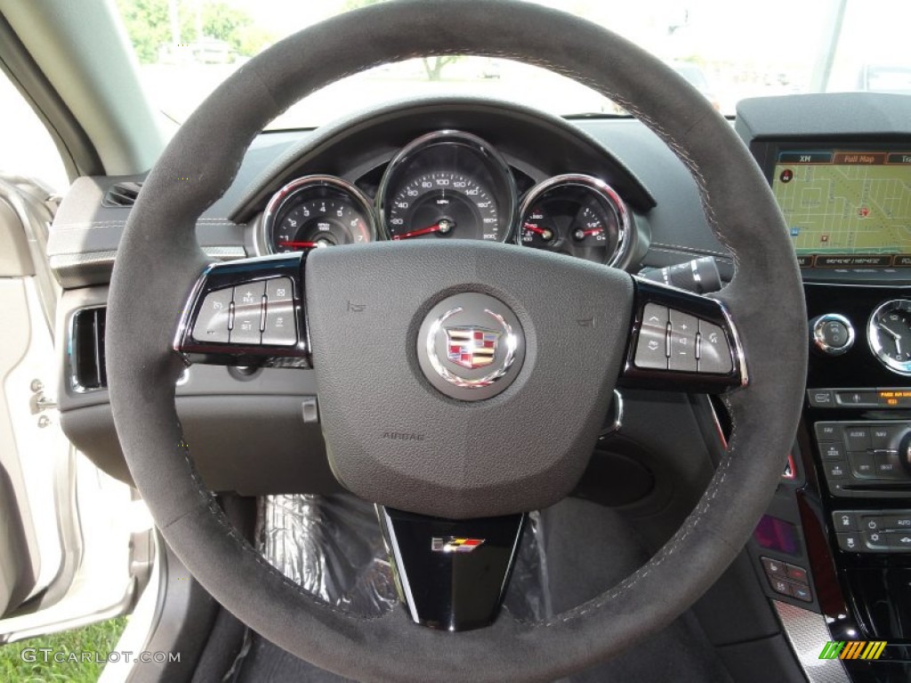 2012 Cadillac CTS -V Sedan Ebony/Ebony Steering Wheel Photo #53553072