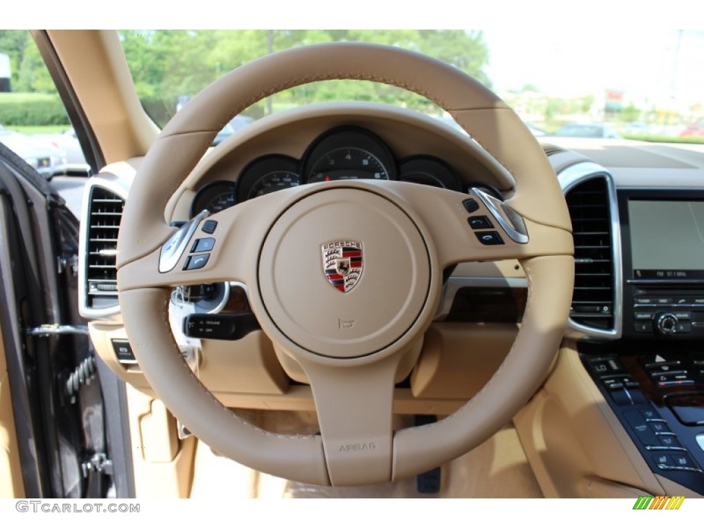 2012 Porsche Cayenne Standard Cayenne Model Luxor Beige Steering Wheel Photo #53557115