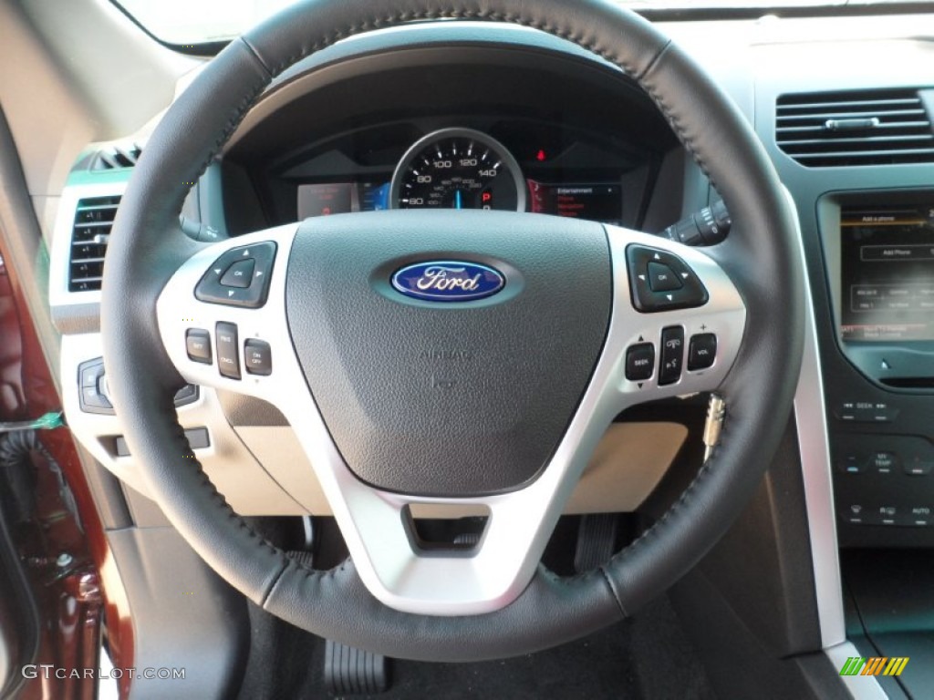 2012 Ford Explorer XLT Medium Light Stone Steering Wheel Photo #53557401