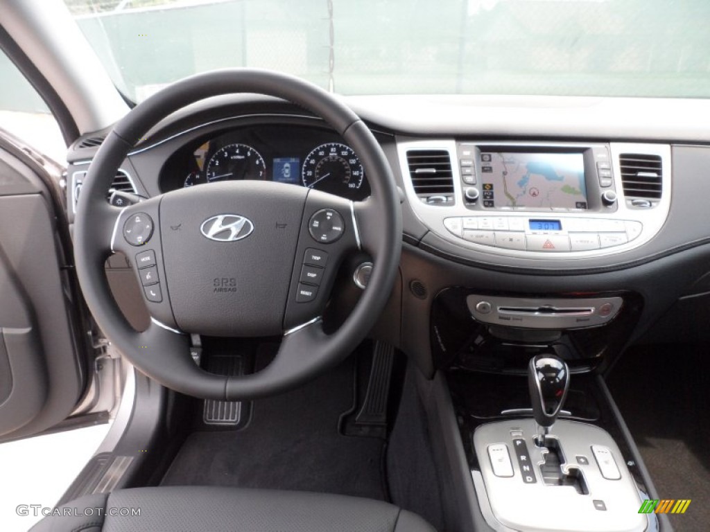 2012 Hyundai Genesis 3.8 Sedan Jet Black Dashboard Photo #53558925
