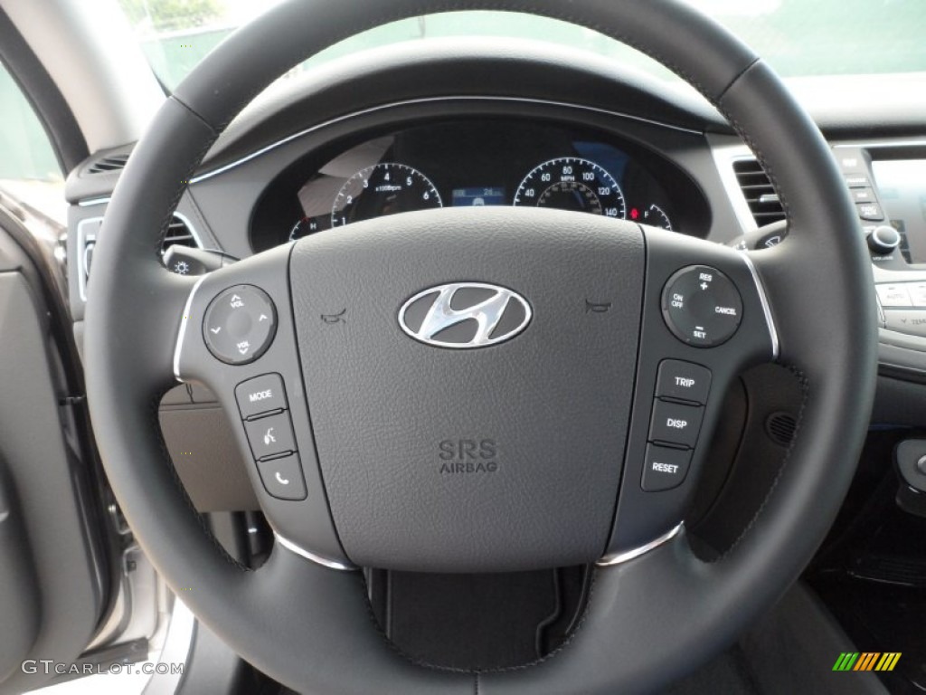 2012 Hyundai Genesis 3.8 Sedan Jet Black Steering Wheel Photo #53559026