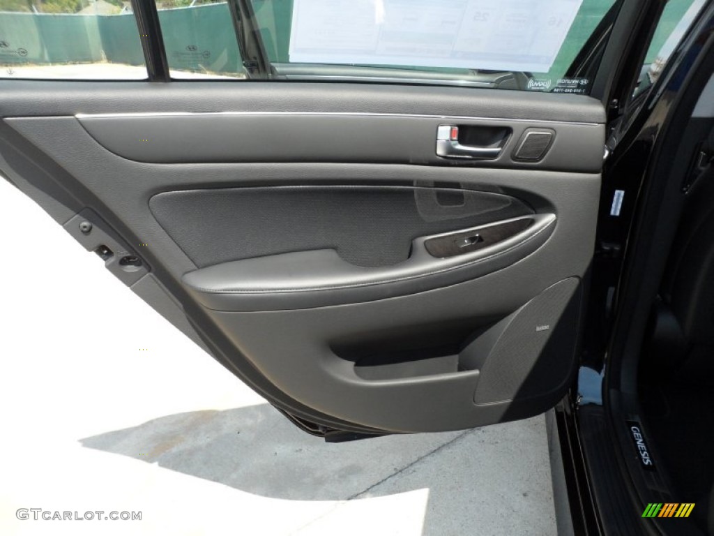 2012 Hyundai Genesis 5.0 R Spec Sedan Jet Black Door Panel Photo #53559357