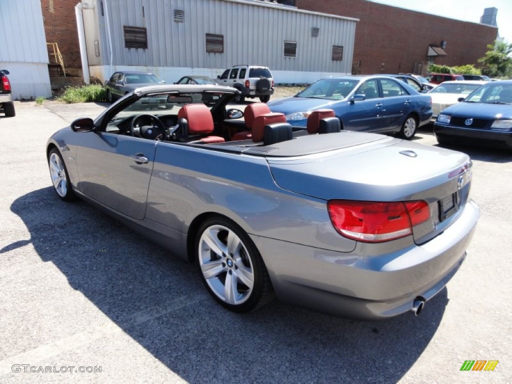 2007 3 Series 335i Convertible - Space Gray Metallic / Coral Red/Black photo #10