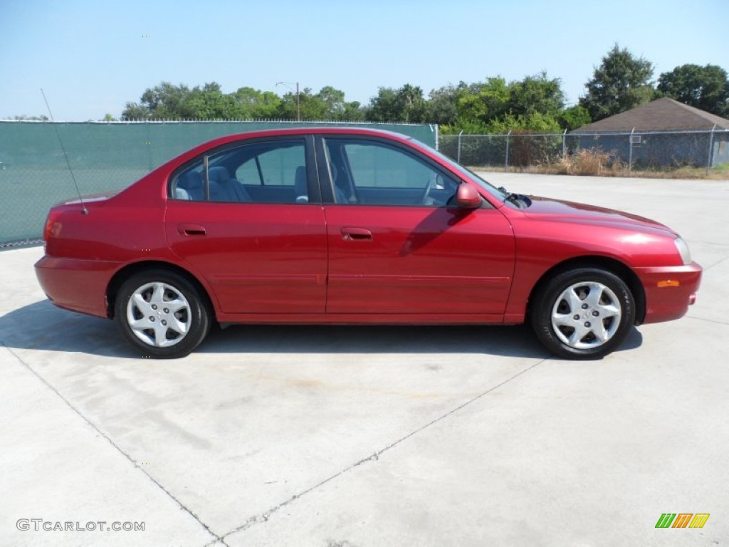 2004 Elantra GLS Sedan - Crimson Dark Red / Gray photo #2
