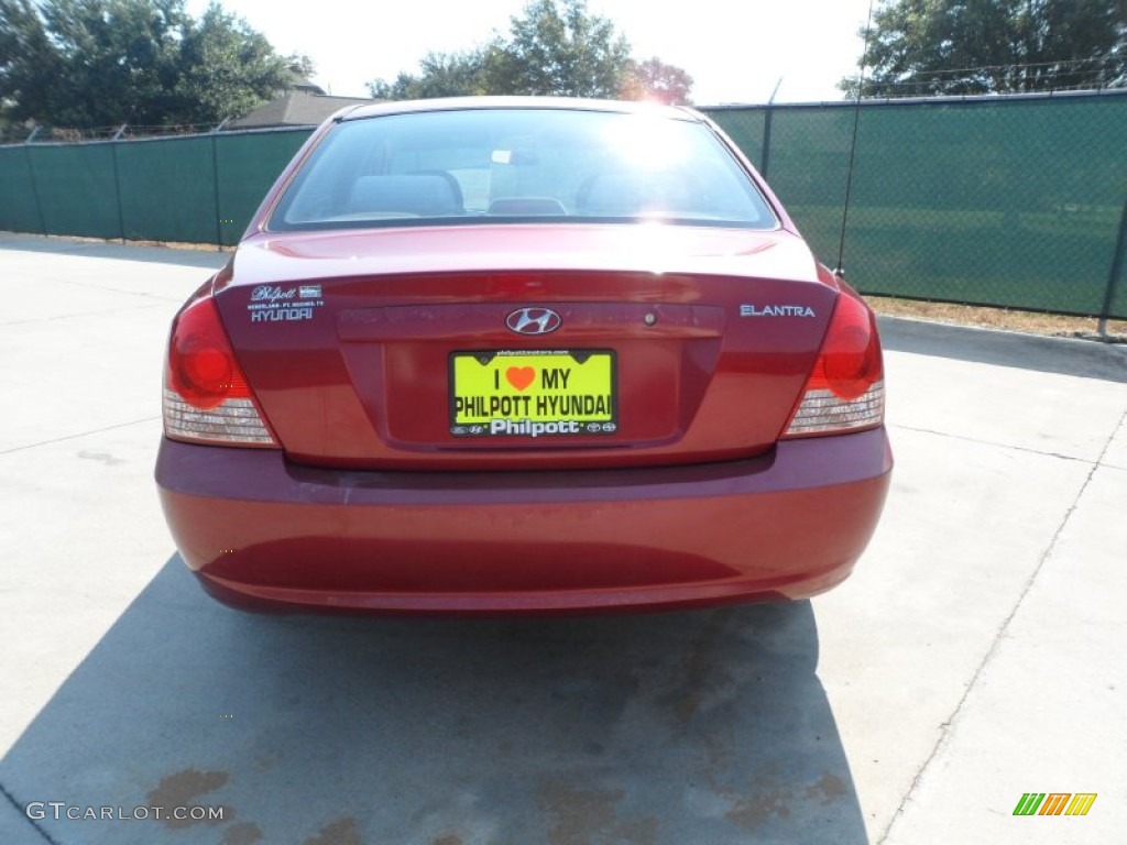 2004 Elantra GLS Sedan - Crimson Dark Red / Gray photo #4