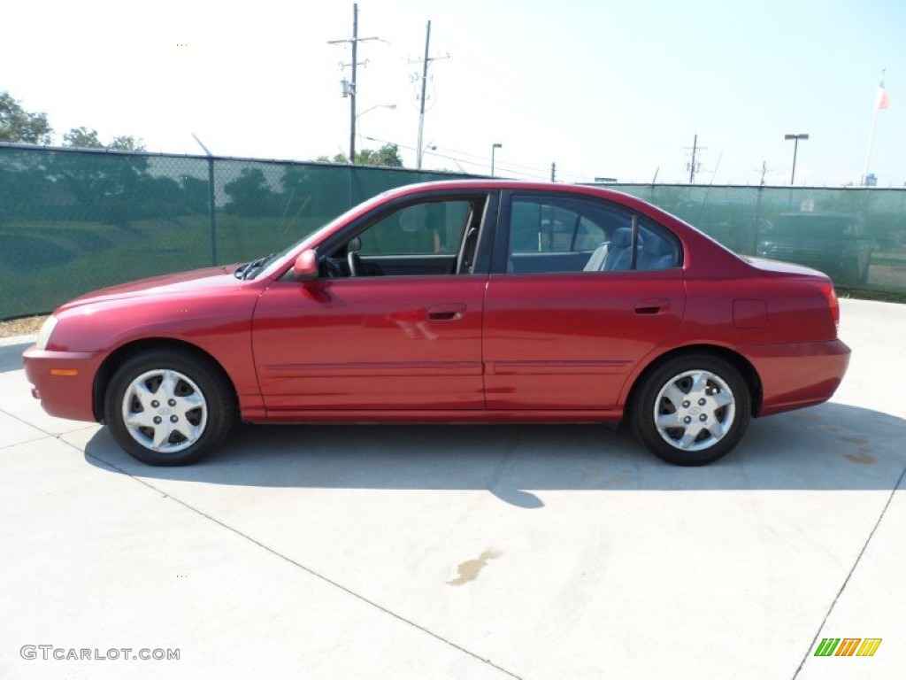 2004 Elantra GLS Sedan - Crimson Dark Red / Gray photo #6