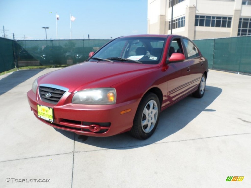 2004 Elantra GLS Sedan - Crimson Dark Red / Gray photo #7