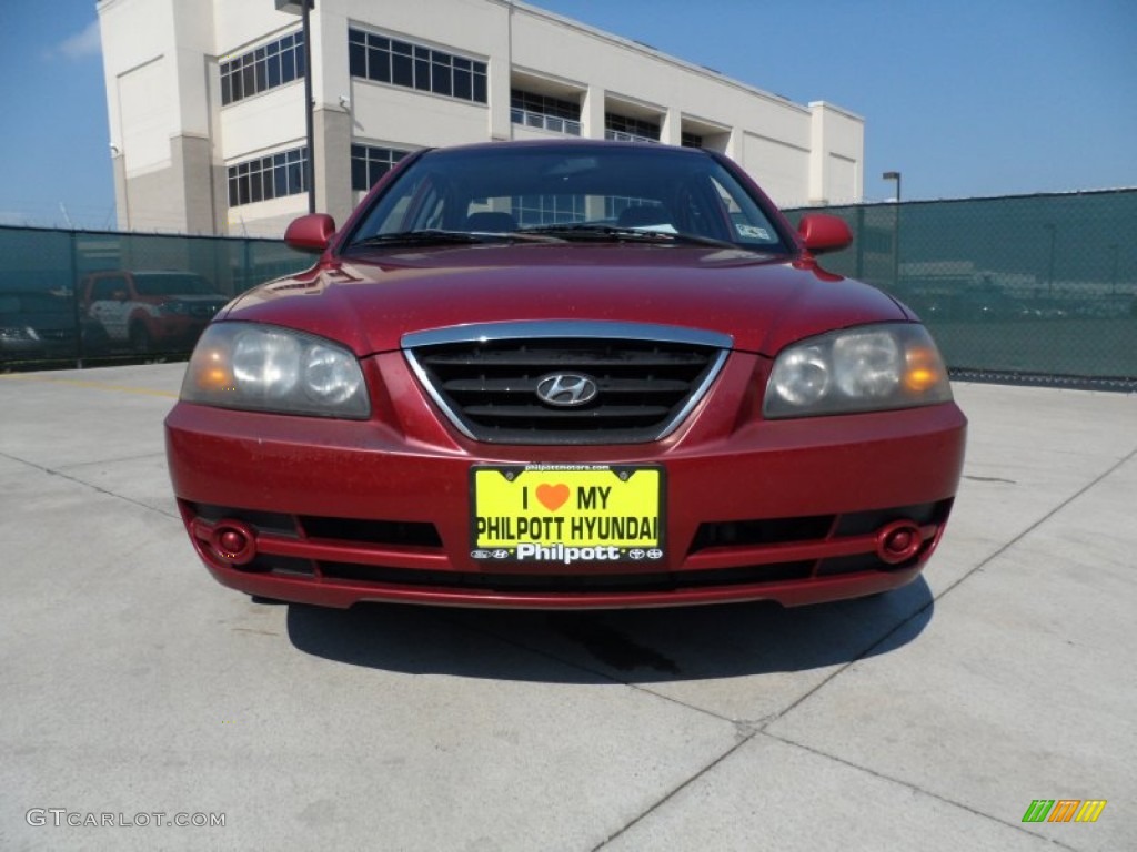 2004 Elantra GLS Sedan - Crimson Dark Red / Gray photo #9