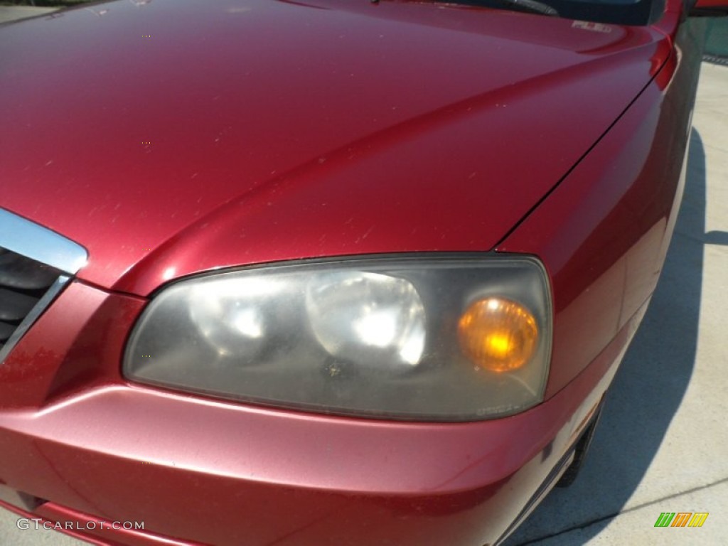 2004 Elantra GLS Sedan - Crimson Dark Red / Gray photo #11