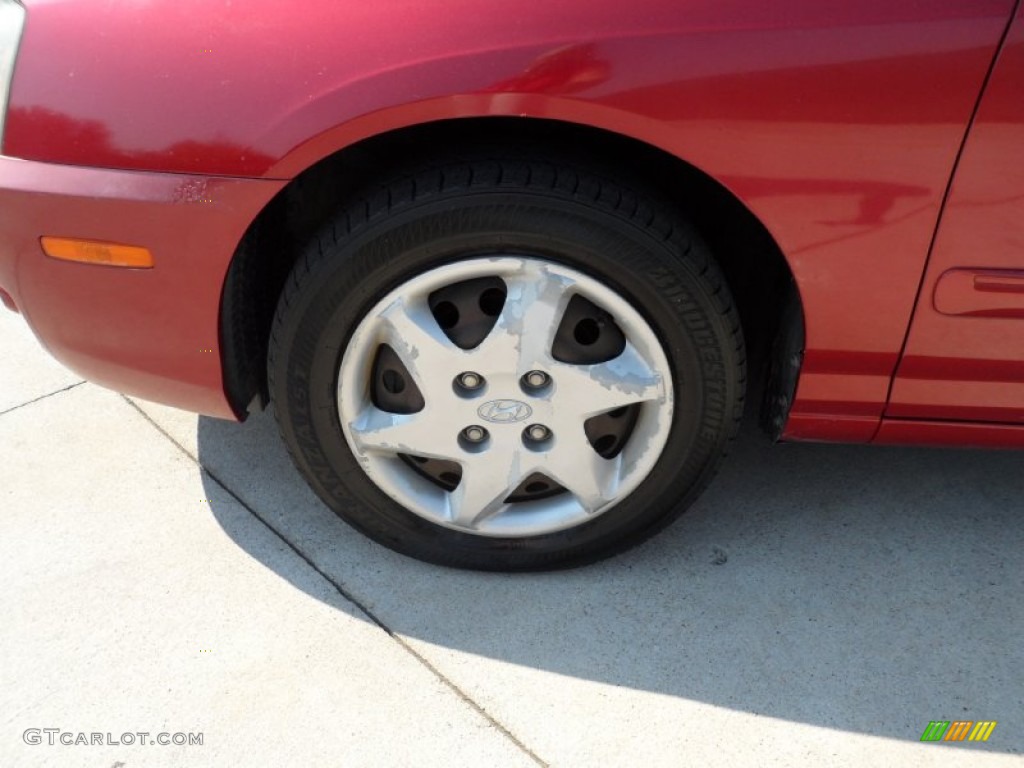 2004 Elantra GLS Sedan - Crimson Dark Red / Gray photo #13