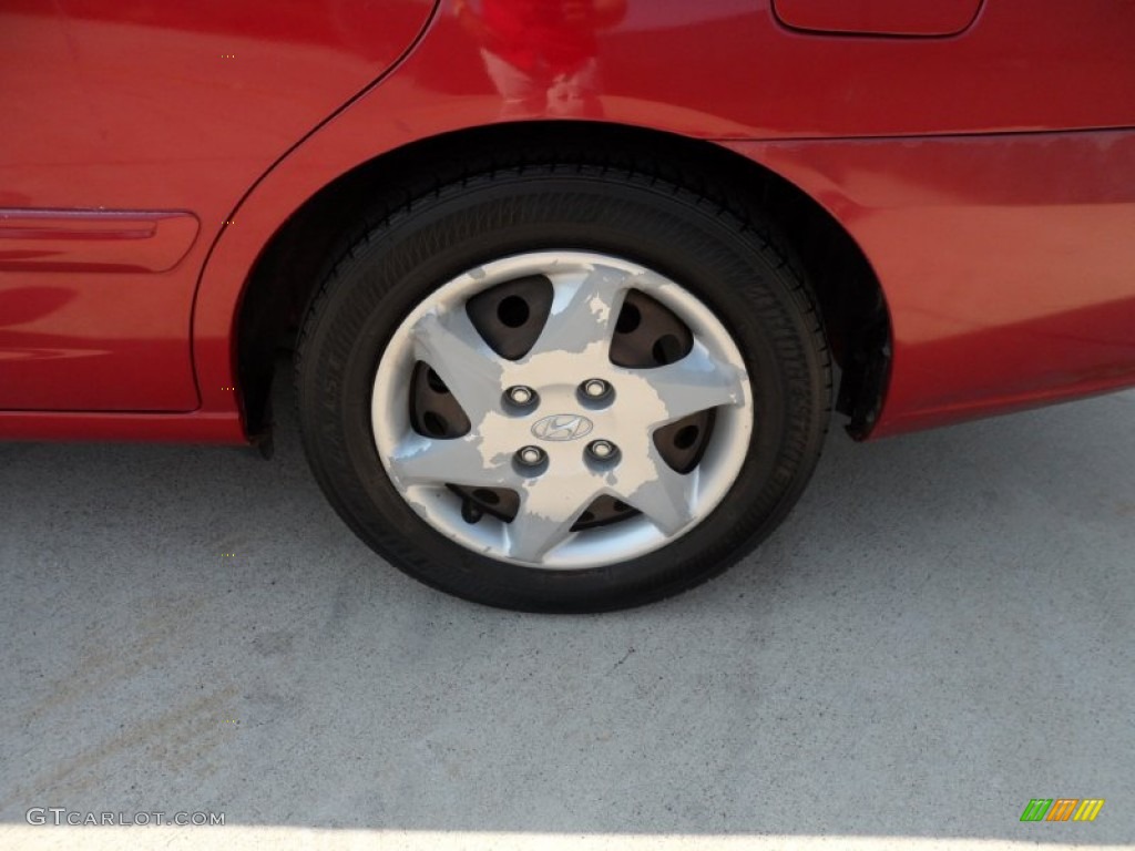 2004 Elantra GLS Sedan - Crimson Dark Red / Gray photo #14