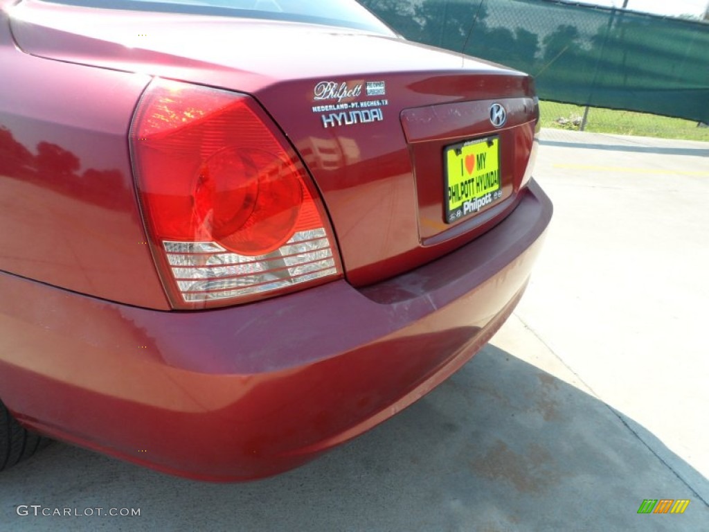 2004 Elantra GLS Sedan - Crimson Dark Red / Gray photo #26