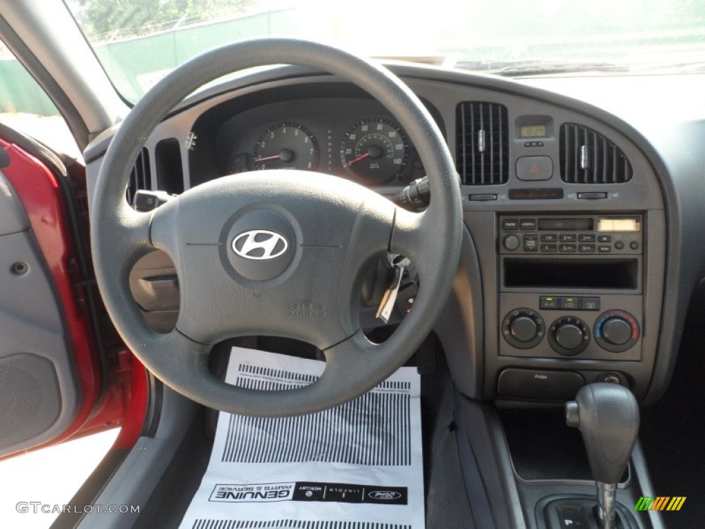 2004 Elantra GLS Sedan - Crimson Dark Red / Gray photo #41