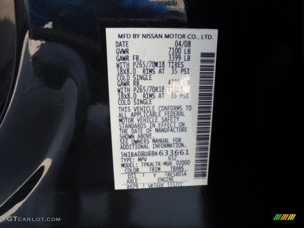 2008 Armada Color Code D51 for Timberline Green Photo #53569801