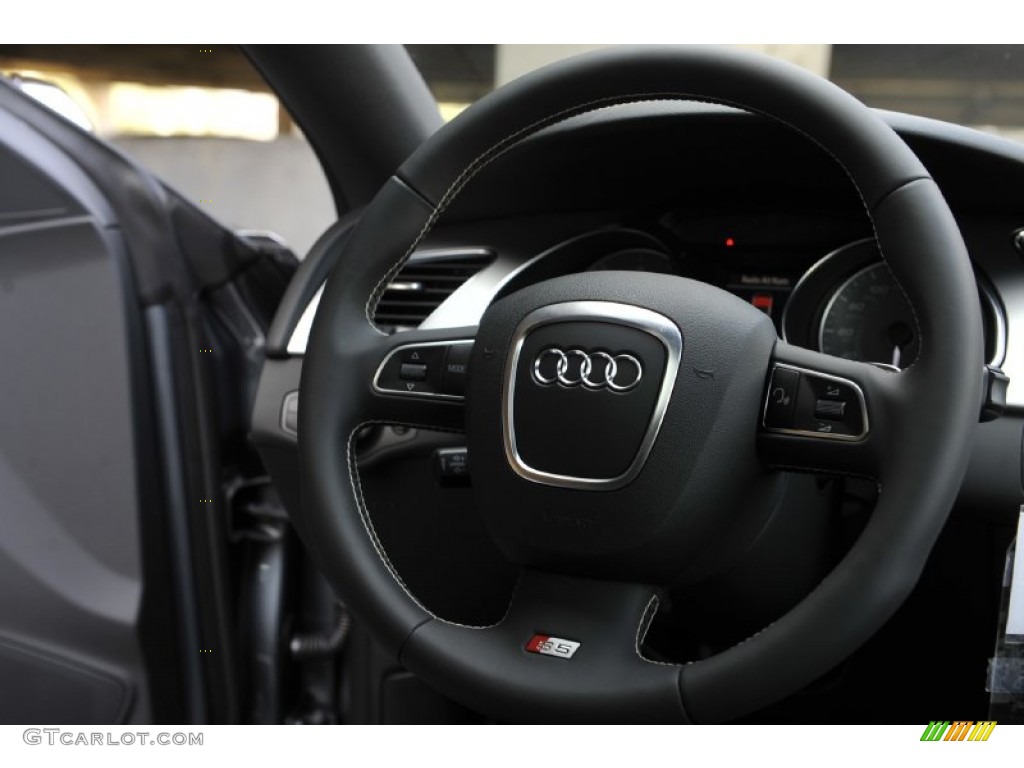 2012 Audi S5 4.2 FSI quattro Coupe Black Steering Wheel Photo #53571348