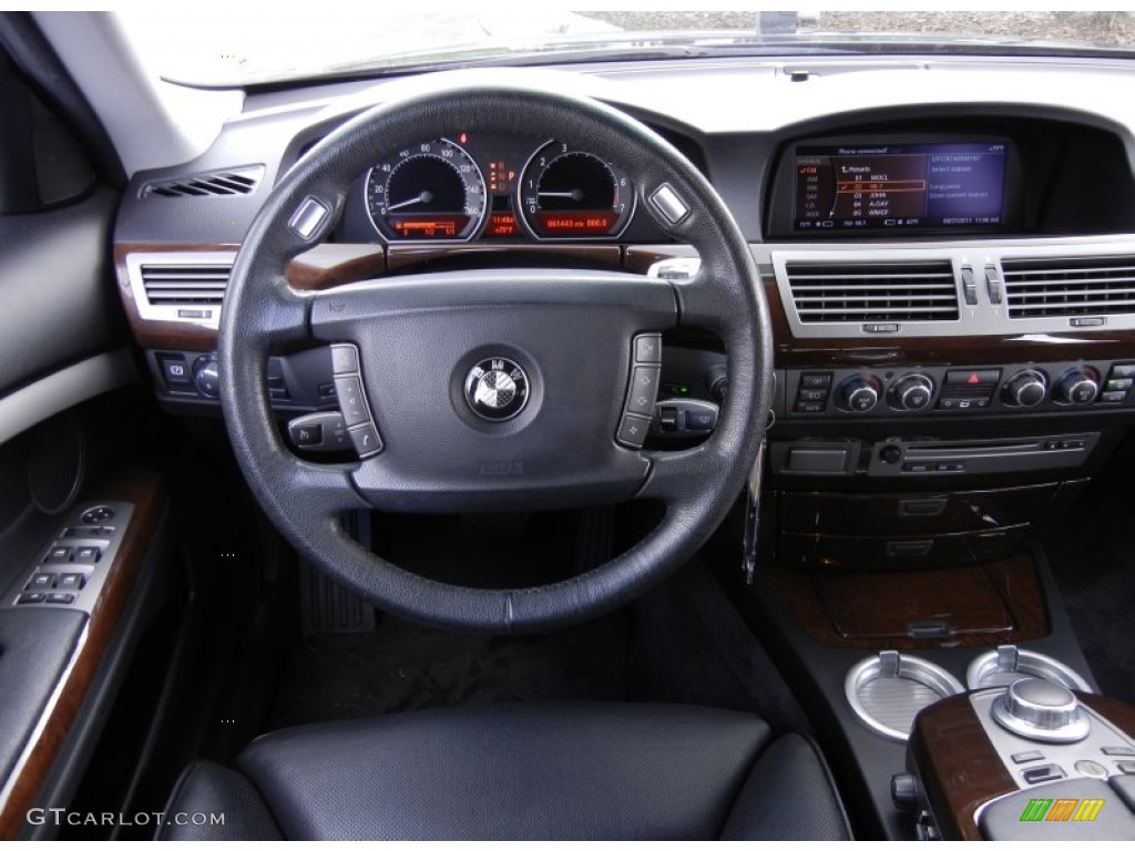 2007 BMW 7 Series 750i Sedan Black Steering Wheel Photo #53571441