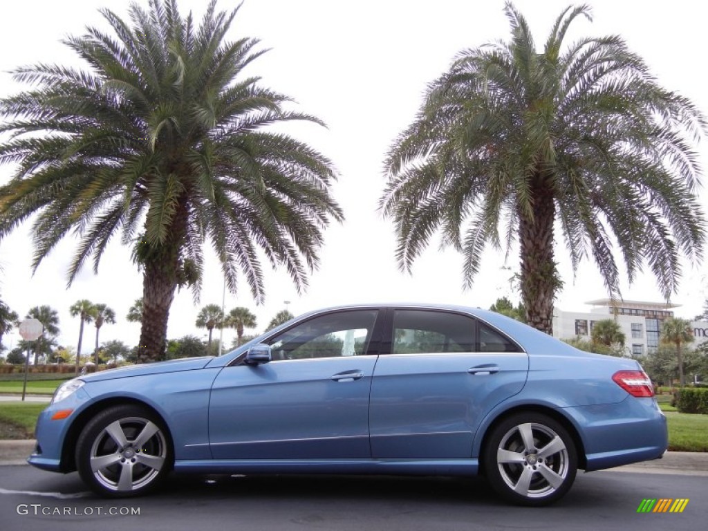 2010 E 350 Sedan - Quartz Blue Metallic / Almond Beige photo #1