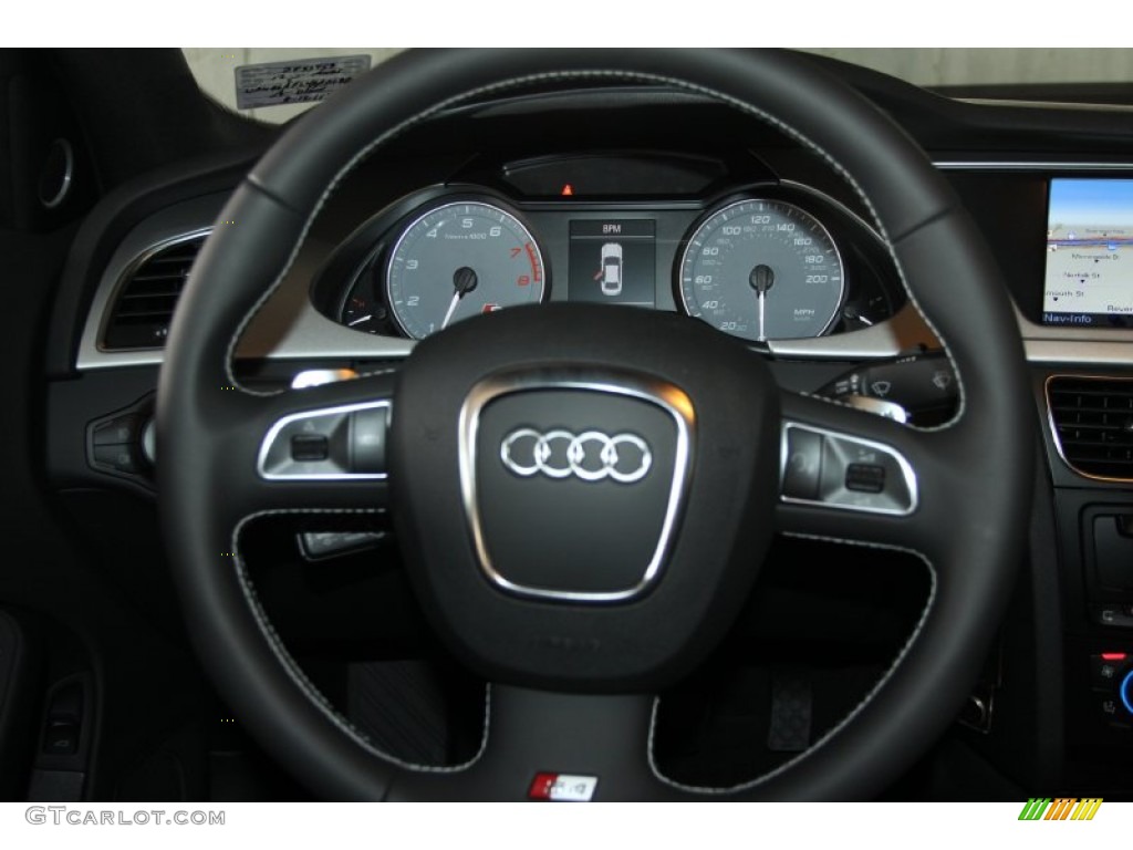 2012 Audi S4 3.0T quattro Sedan Black/Black Steering Wheel Photo #53572665