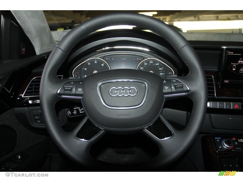 2012 Audi A8 L 4.2 quattro Black Steering Wheel Photo #53575965