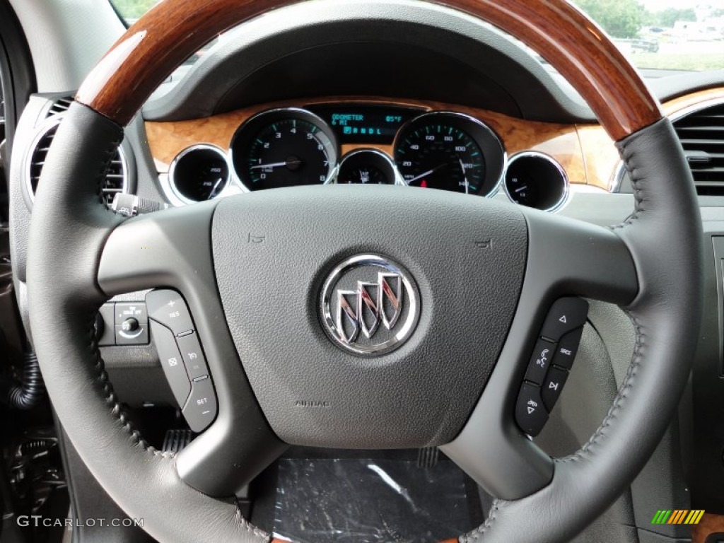 2012 Buick Enclave AWD Ebony Steering Wheel Photo #53579644