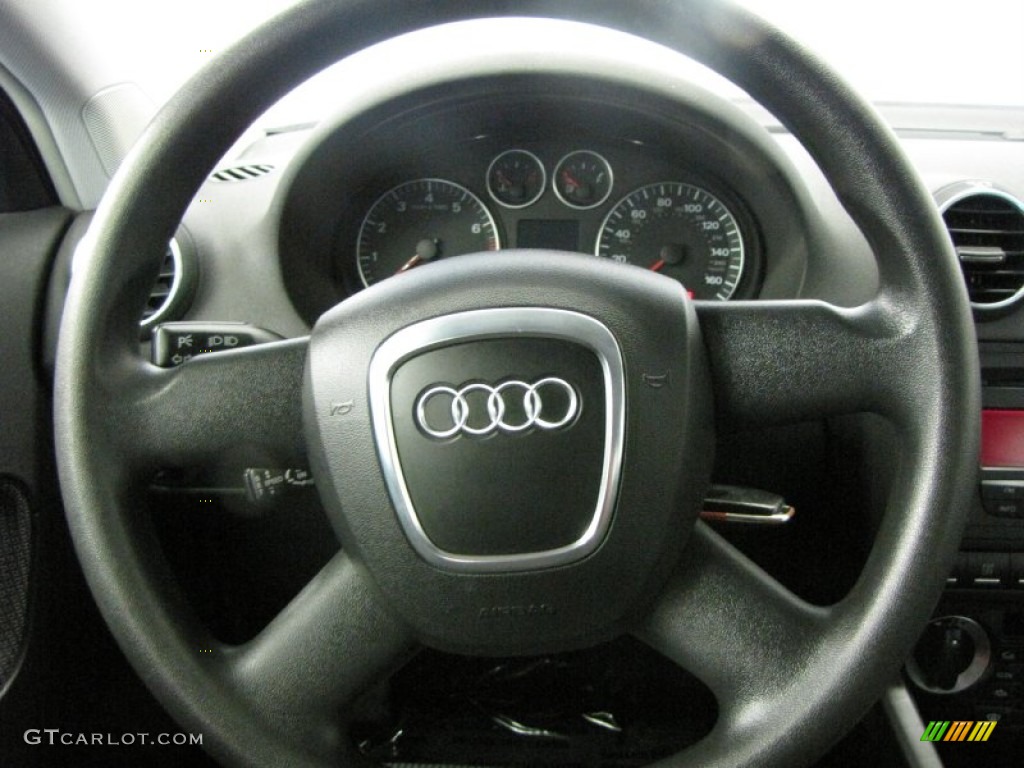 2008 Audi A3 2.0T Black Steering Wheel Photo #53583405