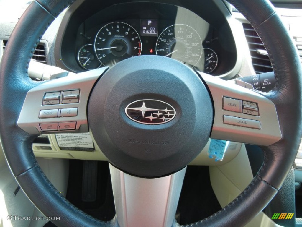 2010 Subaru Outback 2.5i Limited Wagon Warm Ivory Steering Wheel Photo #53583621