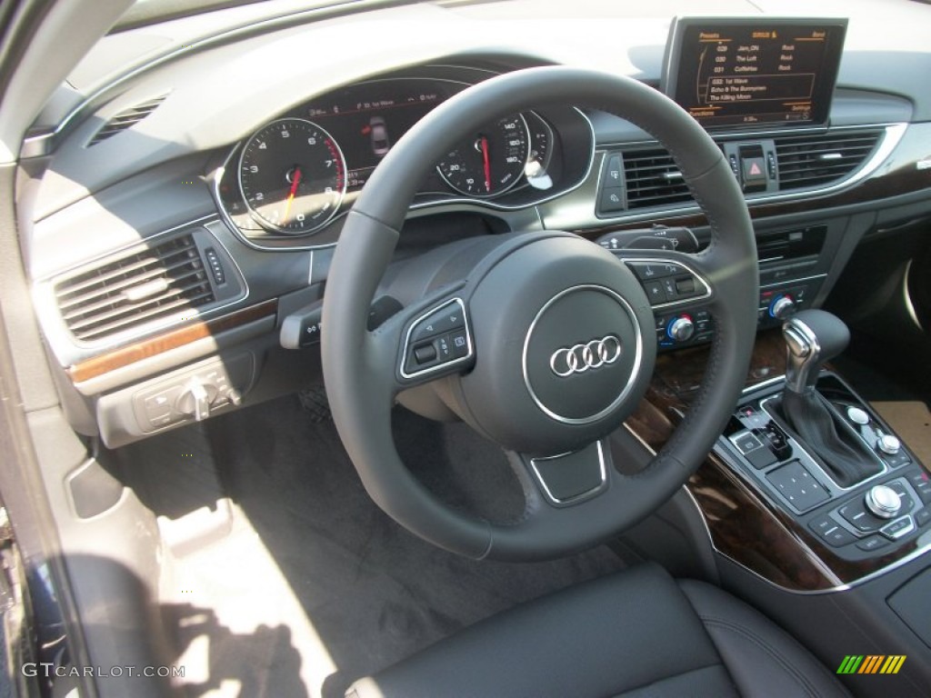 2012 Audi A6 3.0T quattro Sedan Black Steering Wheel Photo #53584215