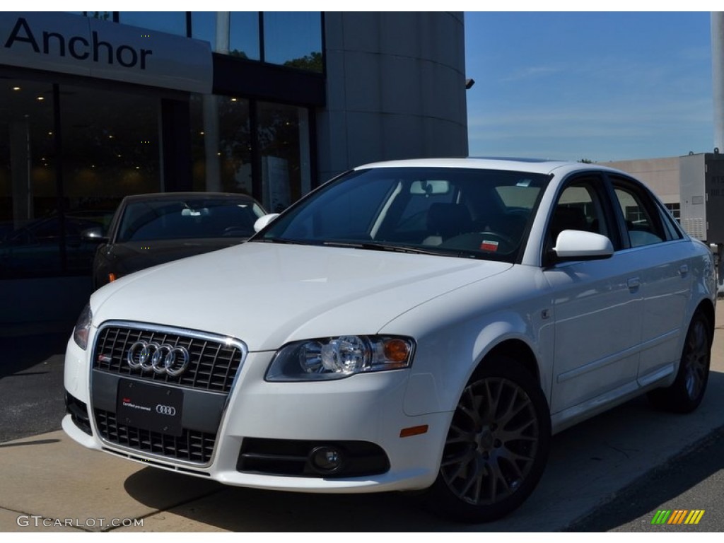 2008 A4 2.0T quattro S-Line Sedan - Ibis White / Black photo #1