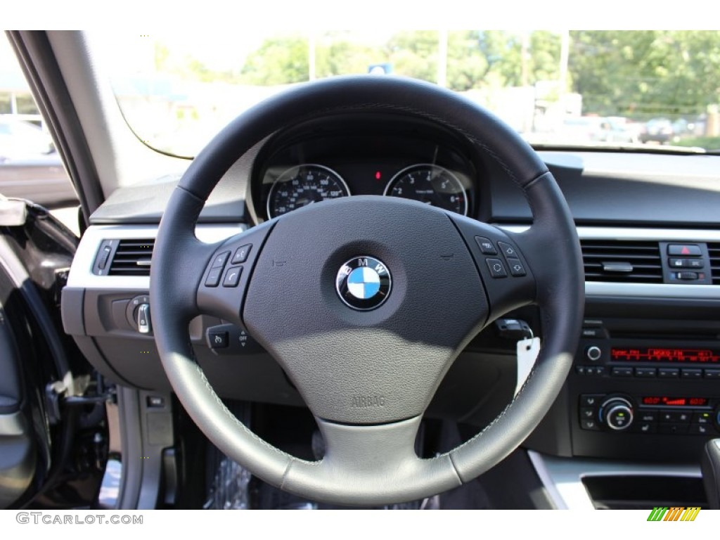 2011 BMW 3 Series 328i Sports Wagon Black Steering Wheel Photo #53588063