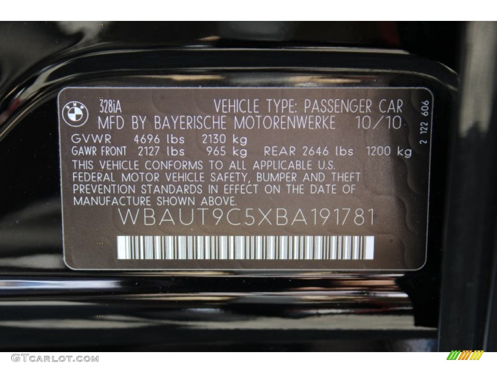 2011 BMW 3 Series 328i Sports Wagon Info Tag Photos