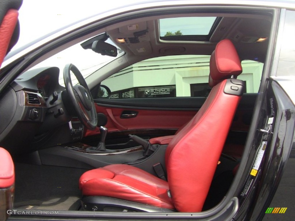 2007 3 Series 328xi Coupe - Black Sapphire Metallic / Coral Red/Black photo #8