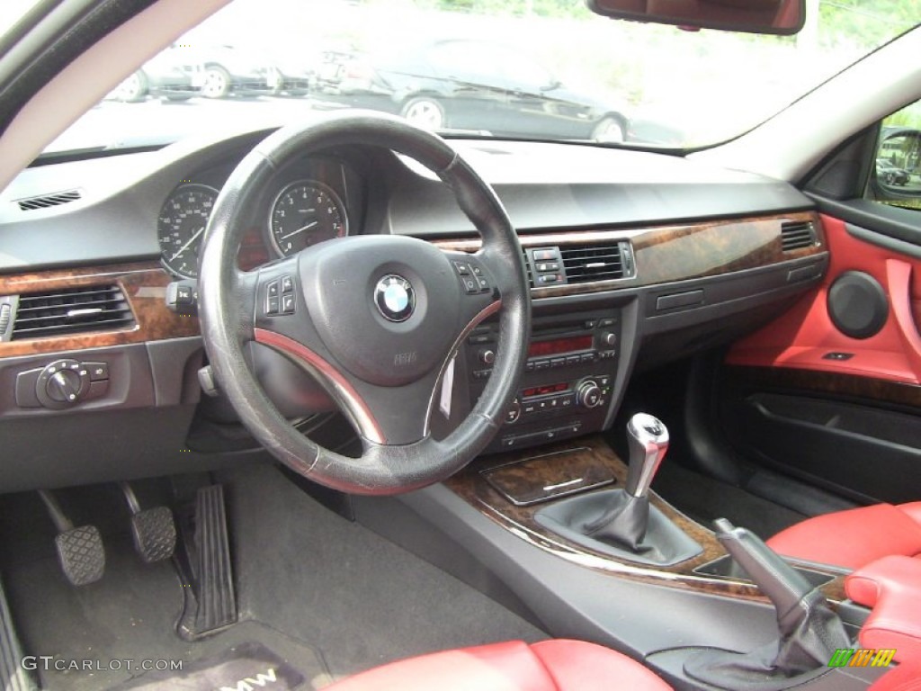 2007 3 Series 328xi Coupe - Black Sapphire Metallic / Coral Red/Black photo #12