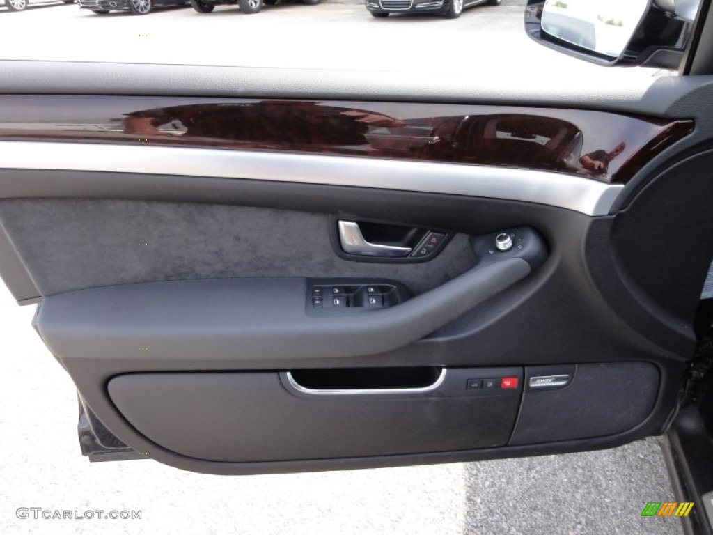 2009 Audi A8 4.2 quattro Black Valcona Leather Door Panel Photo #53606499